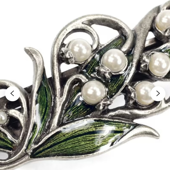 @htraude ❤️NWT Lily of The Valley Hair Clip  Bronze Pearls&Enamel. - Picture 4 of 15